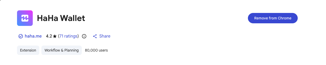 HaHa Wallet Chrome Web Store